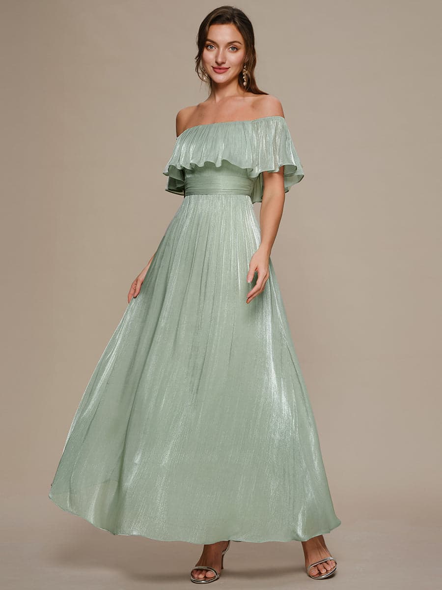 Robe Longue à Volants Épaules Dénudées