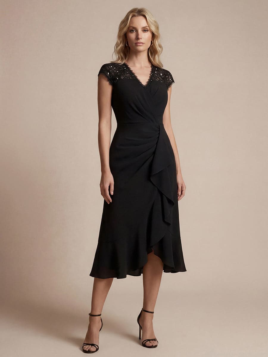 Robe Sirène à Volants Sequins